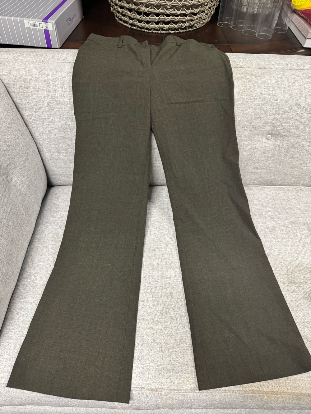 Women's Olive Flare Dress Pants